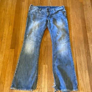 Silver Jeans Faded Light Distressed Pioneer Women's Boot Cut Denim Size 32 / 33